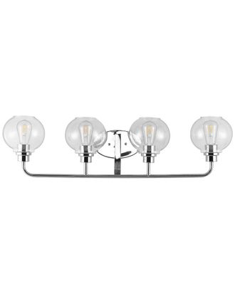 Jonathan Y Designs Jonathan Y Sandrine 36In 4-Light Iron/Seeded Glass Cottage Rustic Led Vanity Light