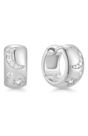 Ania Haie Celestial Crystal Pav&eacute; Huggie Hoop Earrings in Silver at Nordstrom