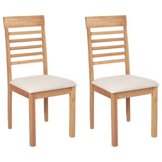 Beliani Beliani - Conjunto De 2 Sillas De Comedor Tapizadas Madera Clara Beige Claro Ortley