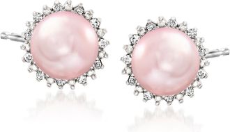 Ross-Simons 7-7.5mm Pink Cultured Pearl and. Diamond Earrings