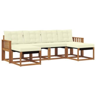 vidaXL Conjunto De Sof&aacute;s De Exterior Con Coj&iacute;n 6 Pcs Natural Y Crema Vidaxl