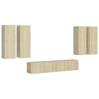 Berkfield Home 6 Piece TV Cabinet Set Sonoma Oak Engineered Wood in Light Oak