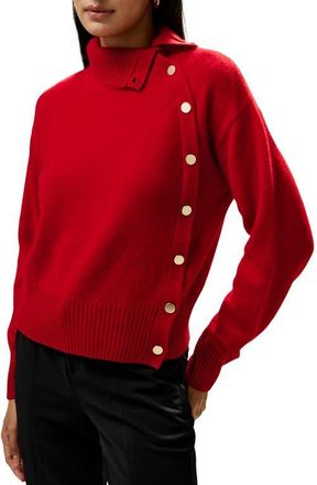 LilySilk Cashmere Sweater With Row of Side Buttons in Red at Nordstrom, Size Small