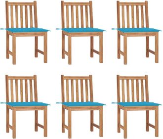 vidaXL Sillas De Jard&iacute;n 6 Unidades Con Cojines Madera Maciza De Teca Vidaxl