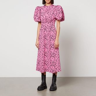 Rotate Dames Jurk ROTATE Birger Christensen Fijne Jacquard Puffy in Roze