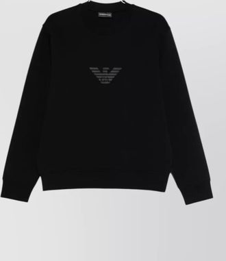 Emporio Armani logo cotton crew neck long sleeve sweatshirt