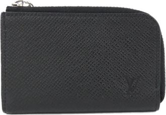 Louis Vuitton Taiga Black Leather Coin Purse/Coin Case (Pre-Owned)
