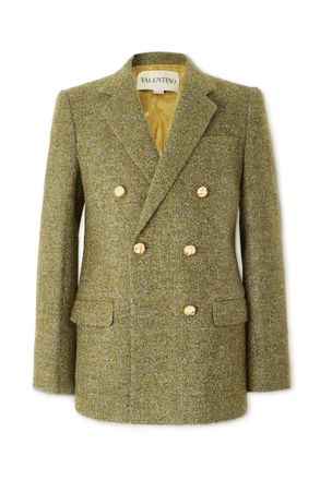 Valentino Garavani Double-Breasted Wool-Blend Bouclé Blazer