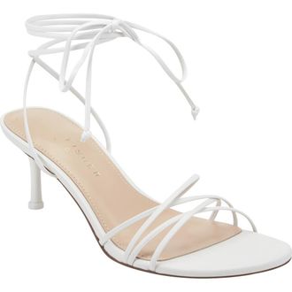 Marc Fisher Gineva Ankle Wrap Kitten Heel Sandal in White at Nordstrom Rack, Size 5.5