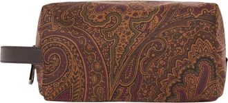 Etro Kleine Nylon Pouch met Arnica Motief - Heren - Toilettassen - Bruin - ONE Size - Nylon - Tassen