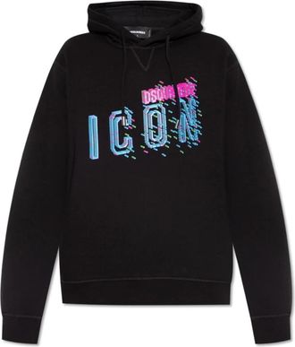 Dsquared2 Cotton Hoodie - Heren - Hoodies - Zwart - XL - Katoen - Hoodies & sweatvesten