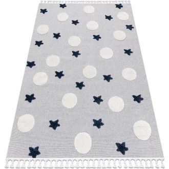 RugsX Rugsx - Carpet yoyo GD75 grey / white - Stars, circles for children, structural, sensory Fringes grey 80x150 cm