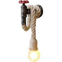 OEM L&aacute;mpara De Pared Industrial Retro Con Dise&ntilde;o De Tuber&iacute;a De Agua Y Cuerda De C&aacute;&ntilde;amo, 1 Casquillo E27, Aplique Decorativo Perfecto