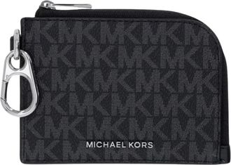 Michael Kors Miniportemonnee Hudson - Heren - Portefeuilles - Zwart - ONE Size - Katoen - Accessoires