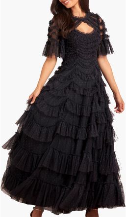 Needle & Thread Aviana Short Sleeve Gown in Graphite at Nordstrom, Size 10