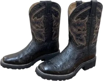 Double-H Boots Womens Short Top Western Boots In Midnight