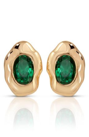 Ettika Molten Glow Crystal Stud Earrings in Green at Nordstrom