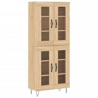 vidaXL Aparador Alto Madera Contrachapada Color Roble 69,5x34x180 Cm Vidaxl