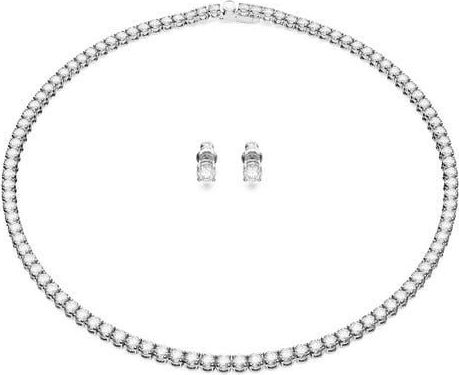 Matrix Crystal Tennis Necklace & Stud Earrings Set in White at Nordstrom
