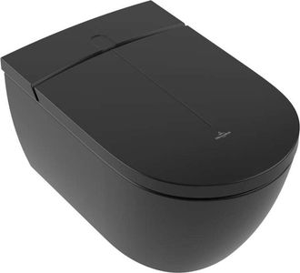 Villeroy & Boch Viclean-i 200 Lavabo Mural Ceramicplus Sin Reborde Con Asiento Softclose Y Directflush, Negro (v0e200r7) - Villeroy&boch