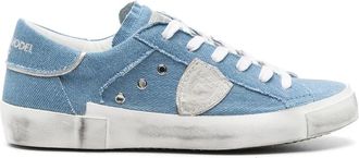 Philippe Model Denim Lace-Up Sneakers met Distressed Effect - Dames - Sneakers - Blauw - 39 EU - Denim - Schoenen