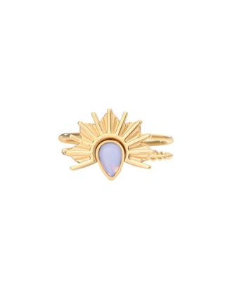 Adornia Adornia 18K Plated Stainless Steel Opal Tarnish-Resistant Opal Sunrise Set Ring