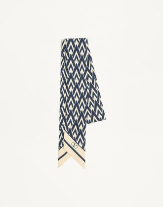 Valentino Garavani Scarf Bandeau Tout La V in seta Donna NAVY/AVORIO UNI