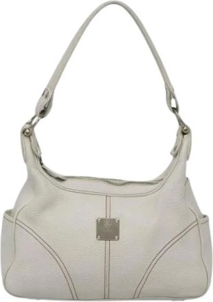 MCM Pre-owned Shoulder Bags, female, White, Size: ONE SIZE Pre-owned Leather Shoulder Bag