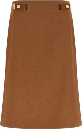 Fendi Uitlopende Midi Rok - Dames - Midirokken - Bruin - S - Katoen - Rokken