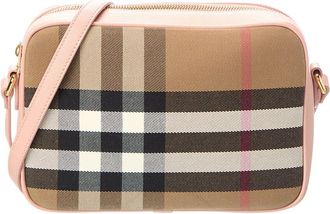 Burberry Check Canvas & Leather Camera Bag