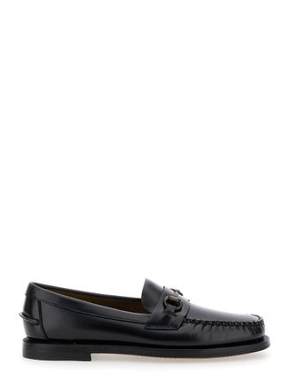 Sebago Joe Black Pull-On Loafers With Horsebit Detail In Leather Man