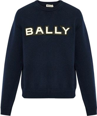 Bally logo patch sweatshirt - men - Wool - 50 - Blue