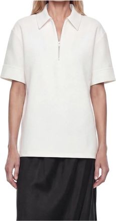 Jil Sander Polo T-shirt van een katoenmix - Dames - Blouses - Wit - 2XS - Katoen - Overhemden
