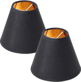 No Brand Juego De 2 Pantallas De L&aacute;mpara Cil&iacute;ndricas De Tela De Lona E27 - Motivo De Ramas 15&times;8&times;13 Cm - Negro - Pantalla De Repuesto Para L&aacute;mparas De Pie Y Luc