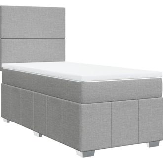 vidaXL Cama Box Spring Con Colch&oacute;n Tela Gris Claro 90x200 Cm Vidaxl