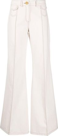 Giambattista Valli wide-leg flared trousers - women - Cotton/Polyester/Cotton - 40 - Neutrals