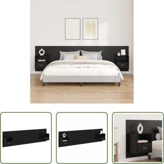 vidaXL Armadietto per letto - Testata con Comodino 3 pcs Rovere Nero Legno multistrato