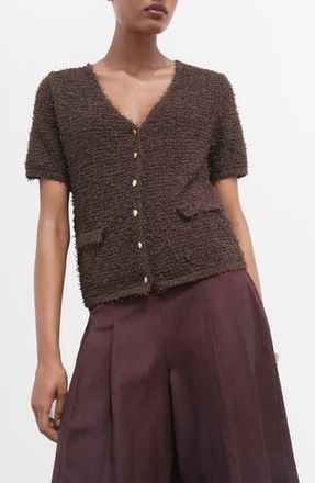 Mango Boucl&eacute; Cardigan Sweater in Chocolate at Nordstrom Rack, Size Small