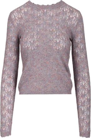 Isabel Marant Obeline Sweater - Dames - Ronde hals truien - Paars - 2XS - Leer - Truien & Vesten