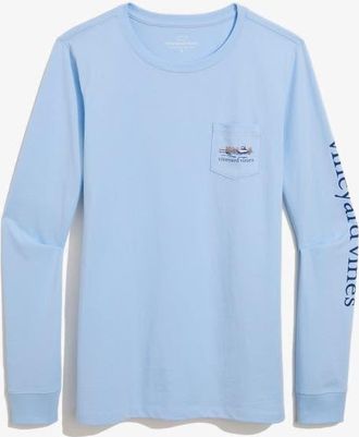 Vineyard Vines Long Sleeve Graphic Pocket T-Shirt in Jake Blue at Nordstrom, Size X-Large