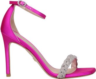 Stuart Weitzman Pink Satin Stiletto Heel Womens Sandals