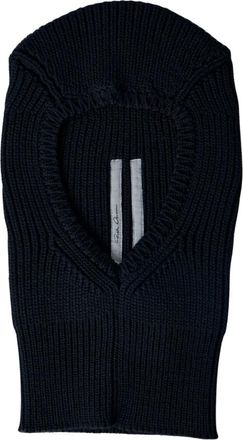 Rick Owens Hats, female, Black, Size: ONE SIZE Ribbed Knit Balaclava