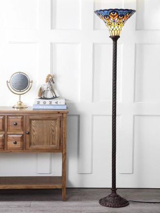 Jonathan Y Designs Peacock Tiffany-Style 70 Torchiere LED Floor Lamp
