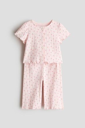 H&M 2-piece ribbed cotton set in Light Pink/cherries at Nordstrom, Size 12M