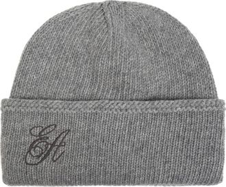 Emporio Armani embroidered-logo wool beanie - women - Wool - M - Grey