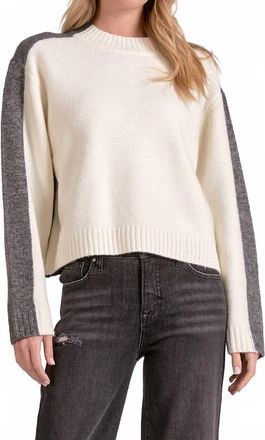 Elan Crewneck Colorblock Sweater In Grey/white