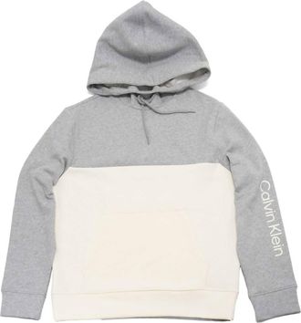 Calvin Klein Mens Color Block Hoodie In Heroic Grey Heather