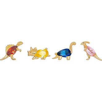 Girls Crew Dinosaur Dance Set of 4 Mismatched Stud Earring Set in Gold at Nordstrom
