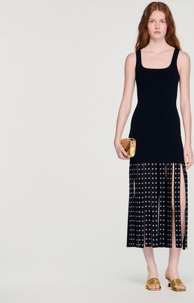 Sandro Fringed knit maxi dress