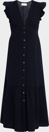 Xirena Davana Ruffle Cotton Gauze Midi Dress